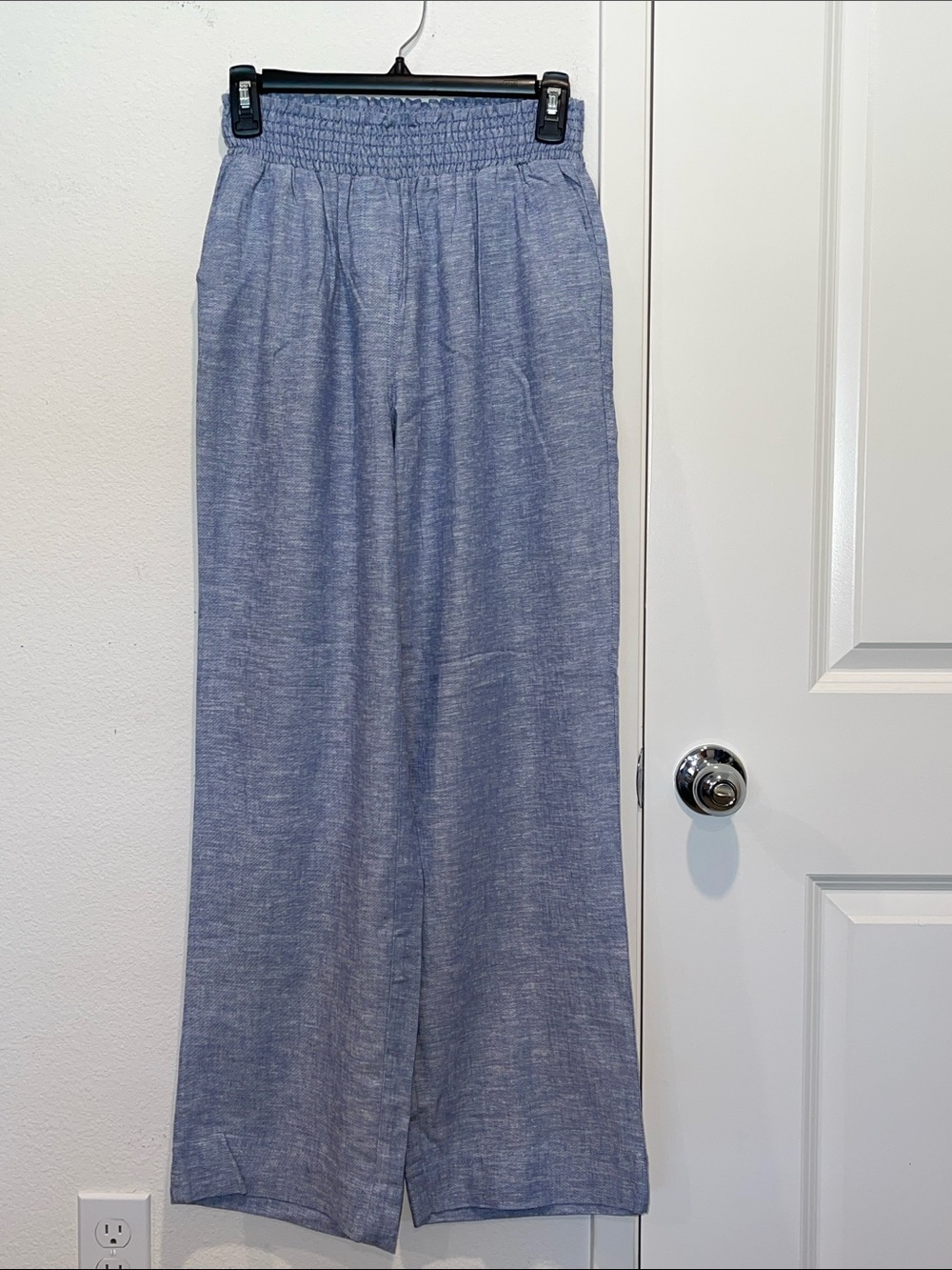 Light Blue Wide Leg Elastic Waist Pants